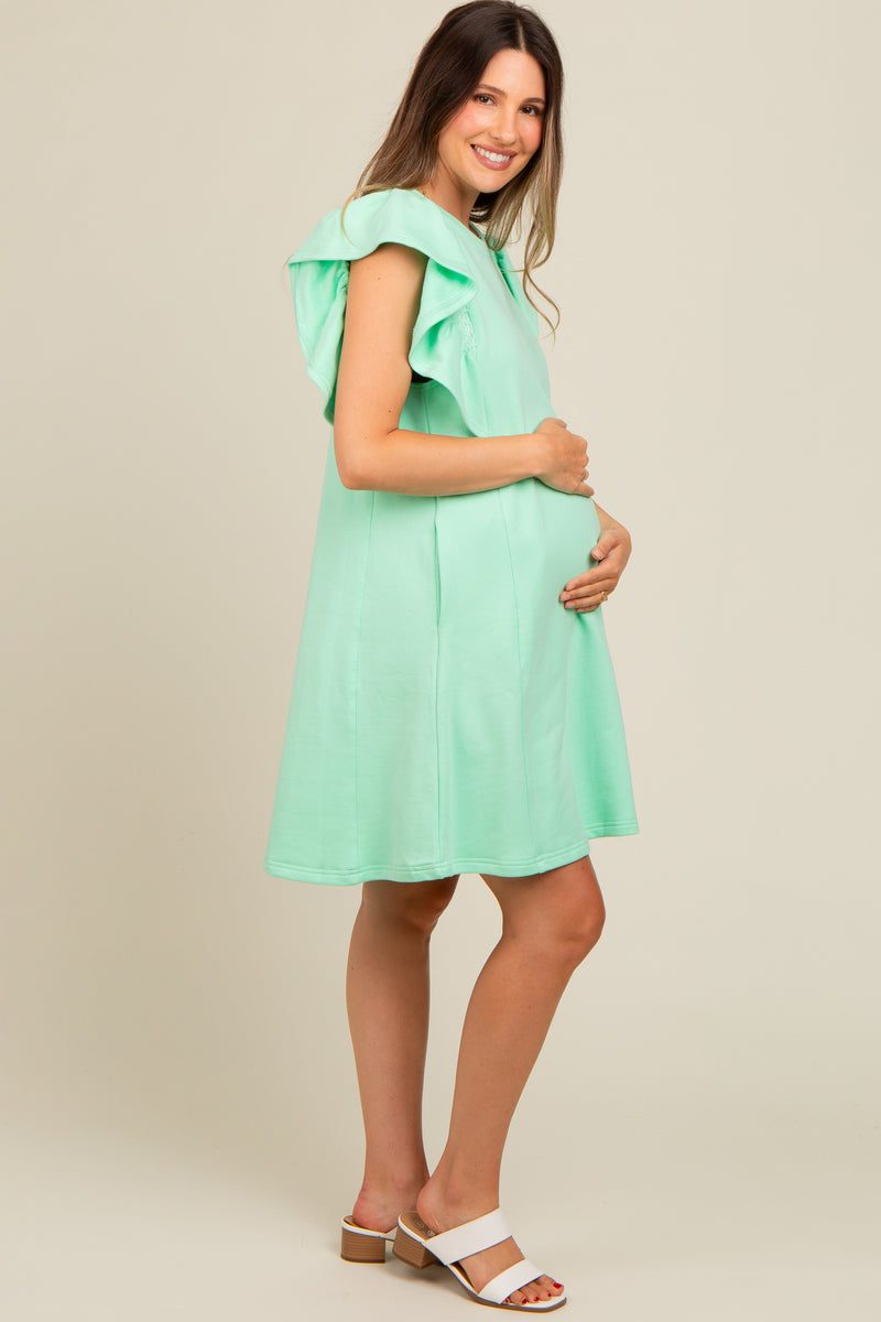 Mint Green Embroidered Ruffle Sleeve Maternity Dress – PinkBlush
