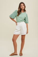 White Pleated Shorts With Pockets