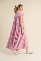 Orchid Bloom Ruffle Tiered Flowy Maxi Dress