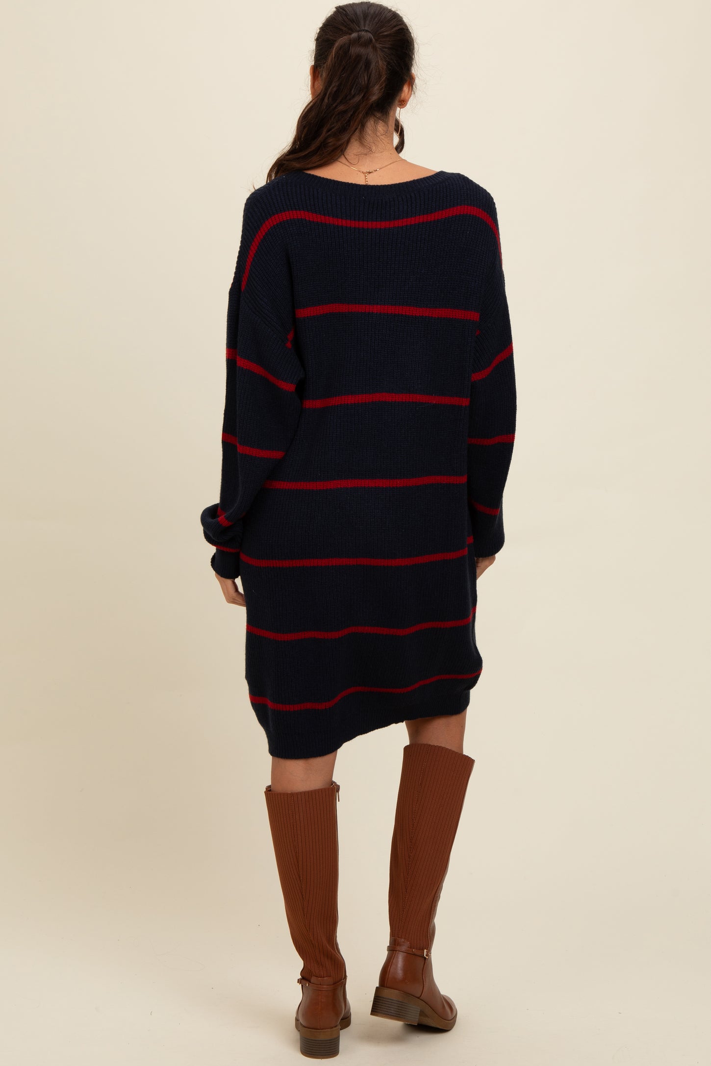 Navy Striped Oversized Sweater Dress PinkBlush Navy Striped Oversized Sweater Dress PinkBlush