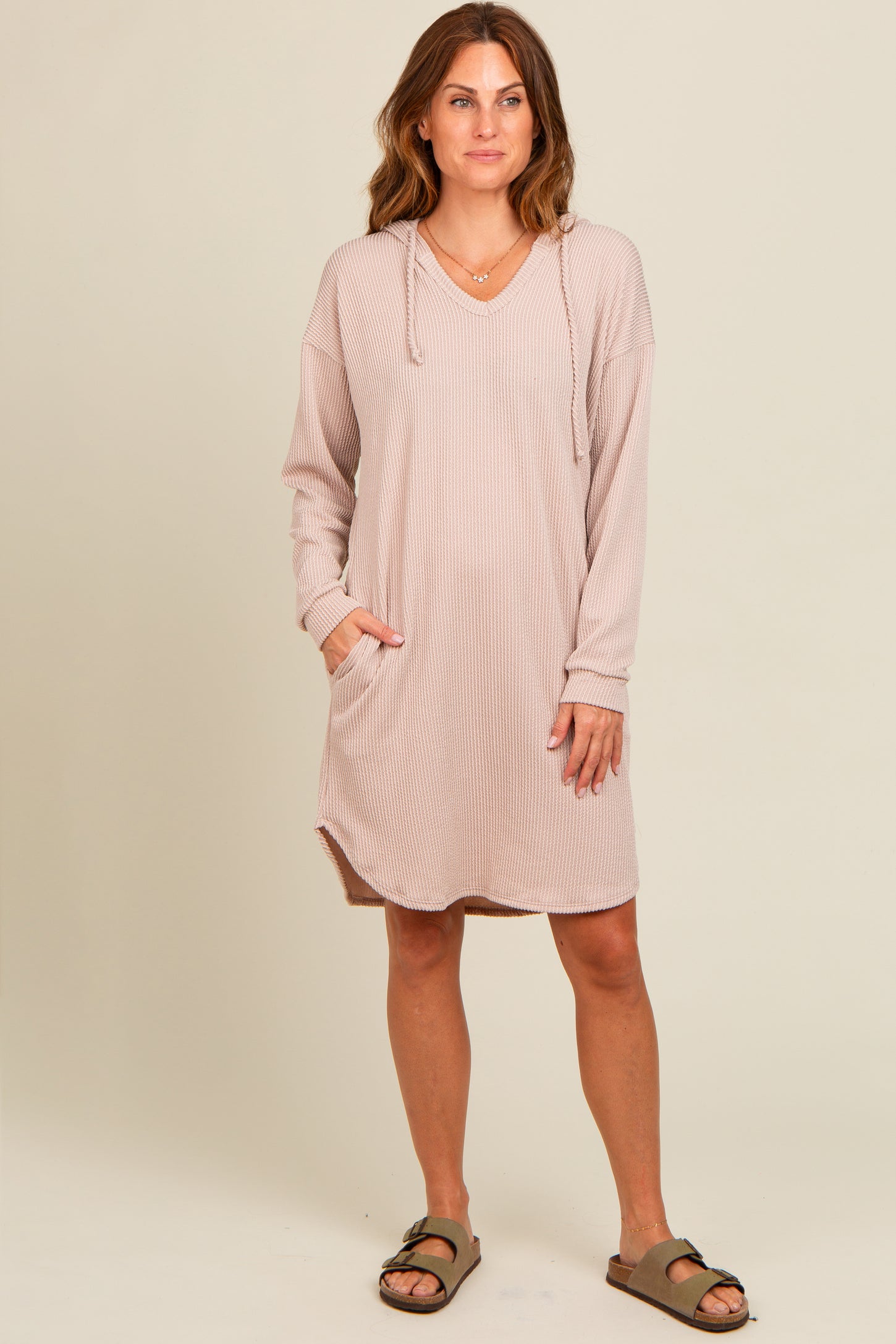ribbed hoodie dress Seta T Women's Hoodie Dress Long Sleeve Ribbed Knit Sweatshirts Dresses with Pocket Fall Winter Outfits Small Apricot at Amazon Women's Clothing store