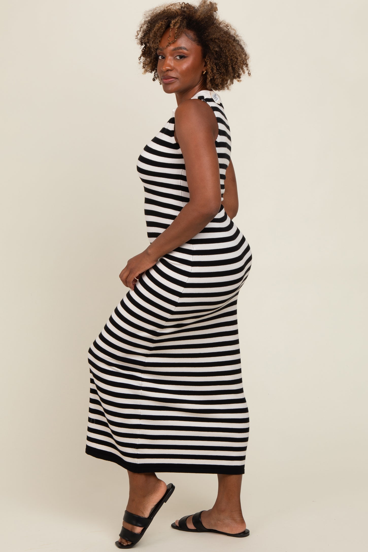 knit polo maxi dress Riviera Ribbed Knit Polo Maxi Dress L / Black