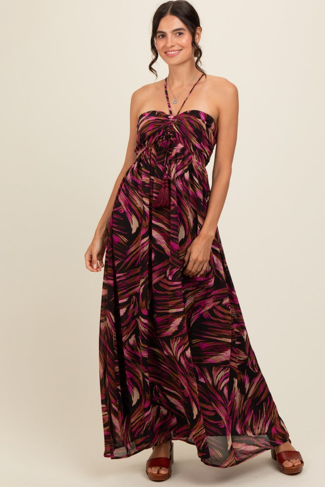 black cross back high neck maxi dress Black Printed Halter Cross Back Maxi Dress – PinkBlush