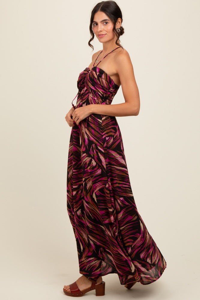 black cross back high neck maxi dress Black Printed Halter Cross Back Maxi Dress – PinkBlush