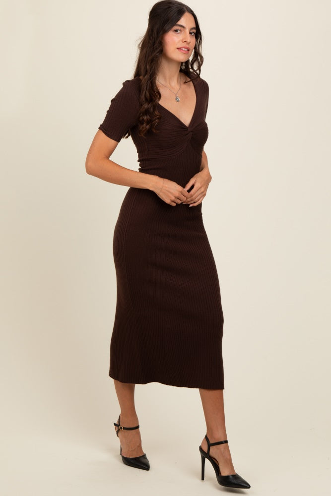 brown v neck maxi dress V Neck Maxi Dress