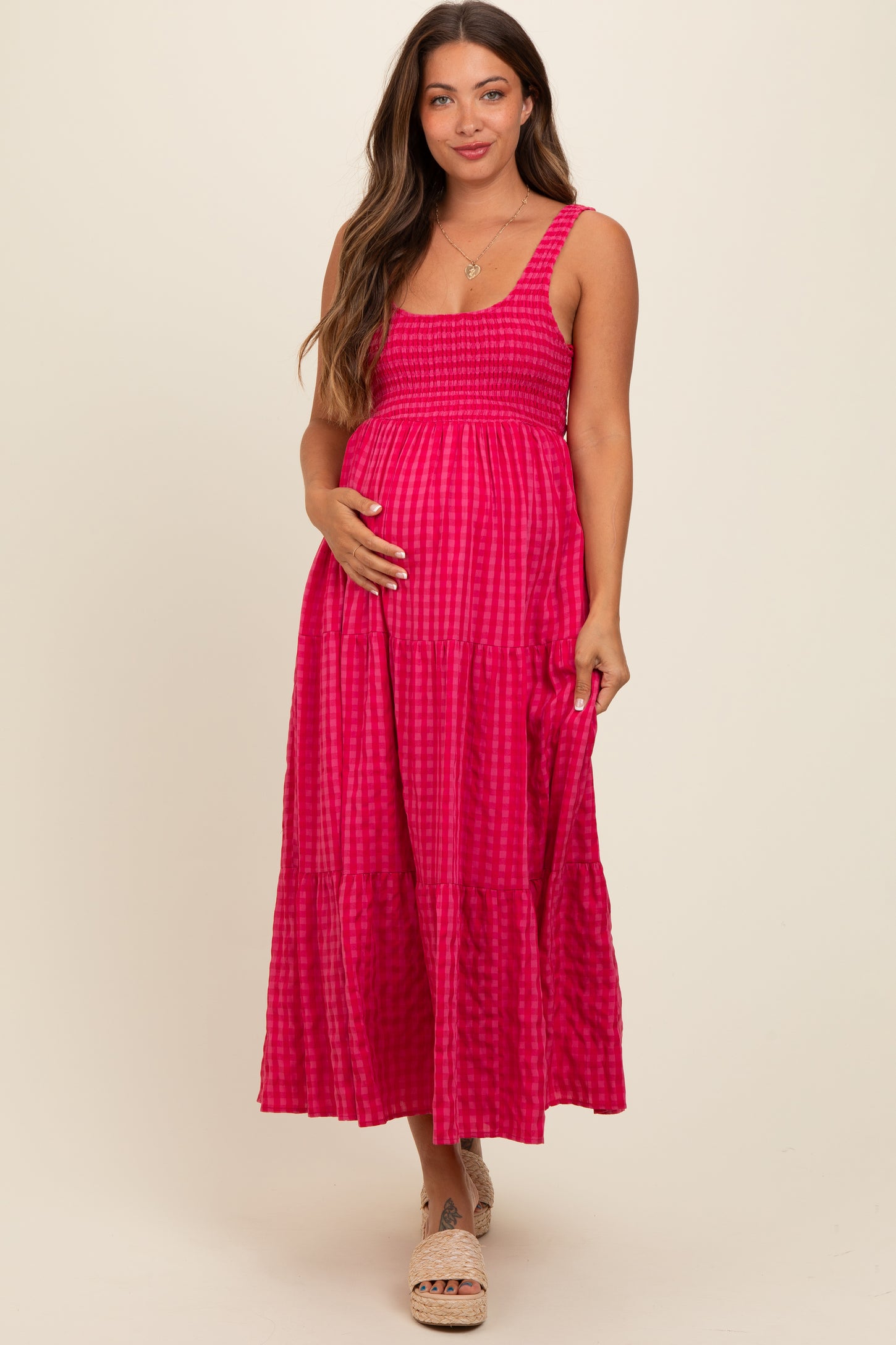 pink blush maternity maxi dress Coral Plaid Tiered – PinkBlush recommended-product:nappa-over-the-knee-boots-black Pink Long prom dress, Leave them speechless in Colour:BLACK AND PINK ABSTRACT FLORAL