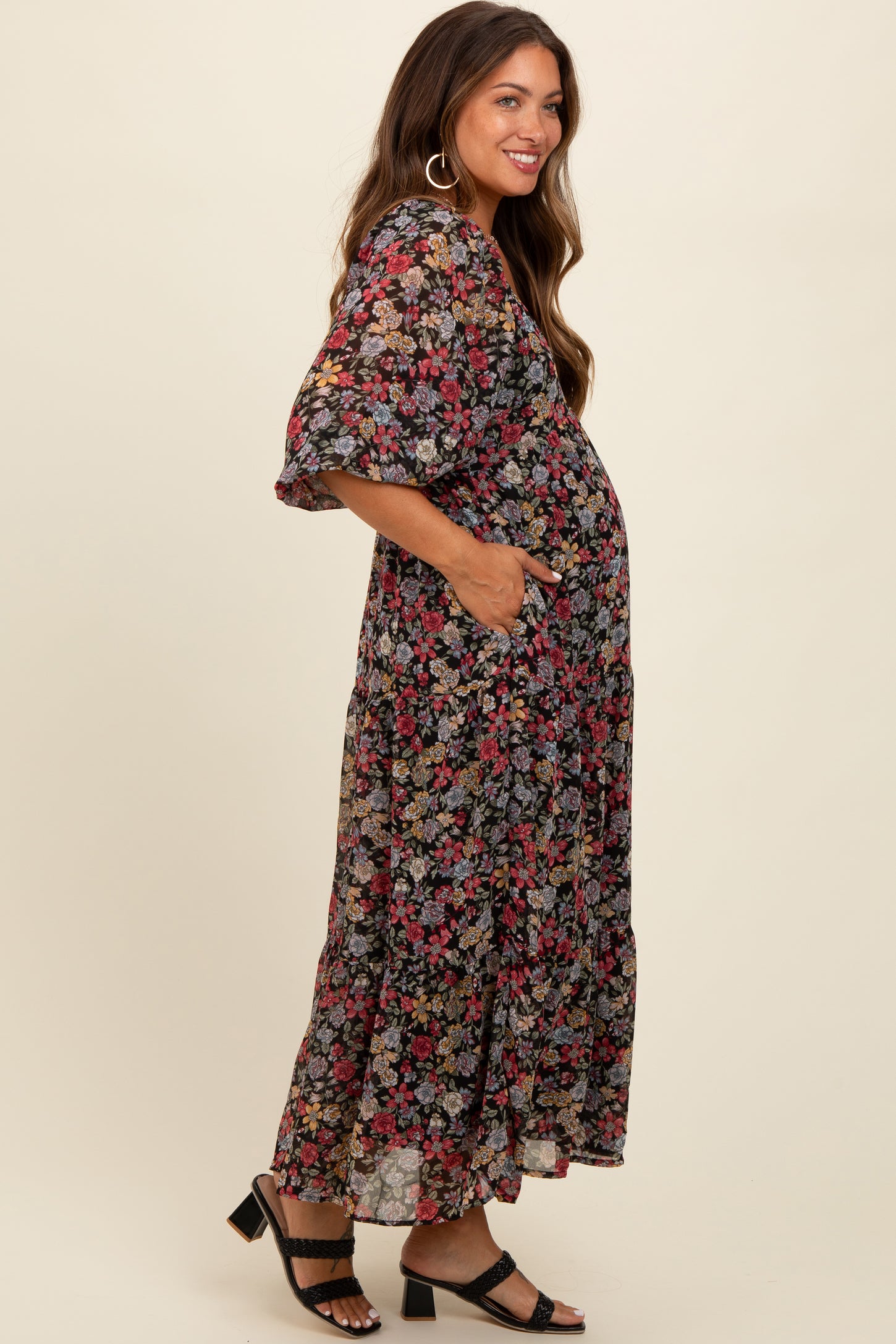 floral empire waist dress Black Floral Empire Waist Maternity Maxi Dress – PinkBlush