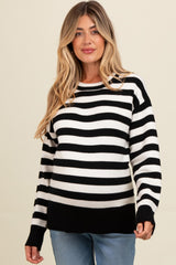Black Striped Basic Maternity Sweater