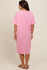 Light Pink Oversized Round Neck T-Shirt Maternity Dress