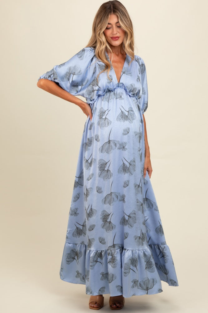 blue dress for baby girl Meadow Maxi Dress Cream/Dusty Blue / L
