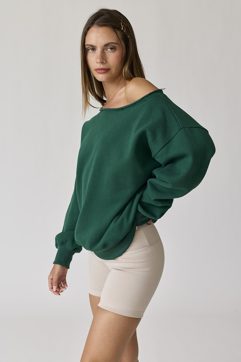 Forest Green One Shoulder Sweatshirt