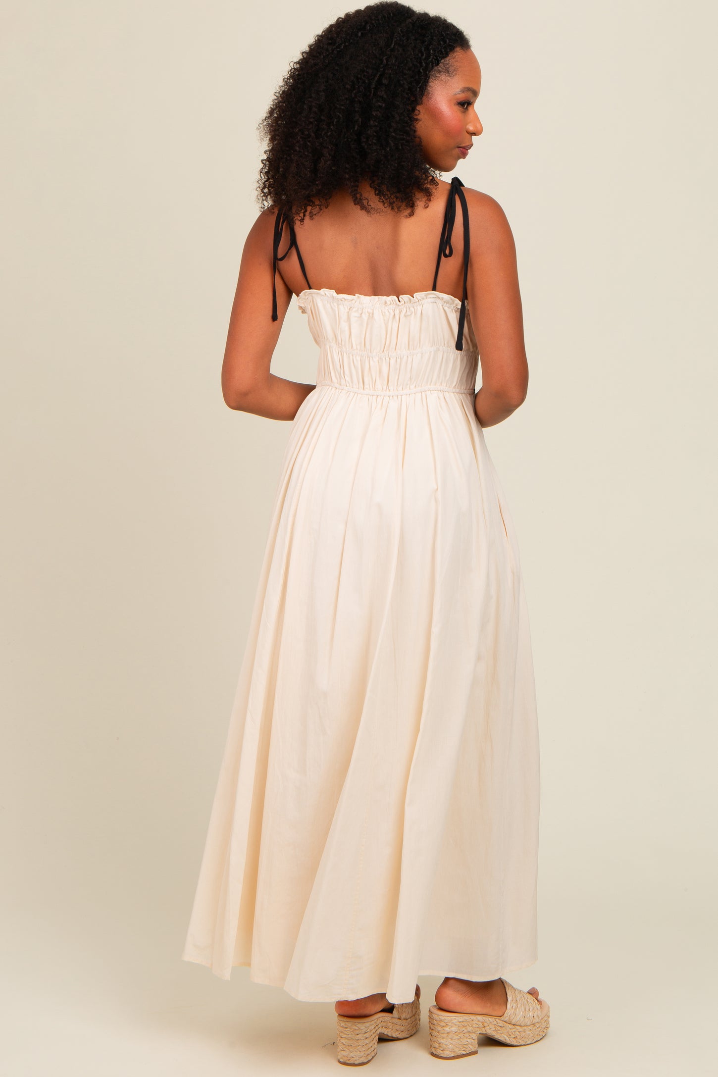 Cream Contrast Ribbon Trim Maxi Dress – PinkBlush