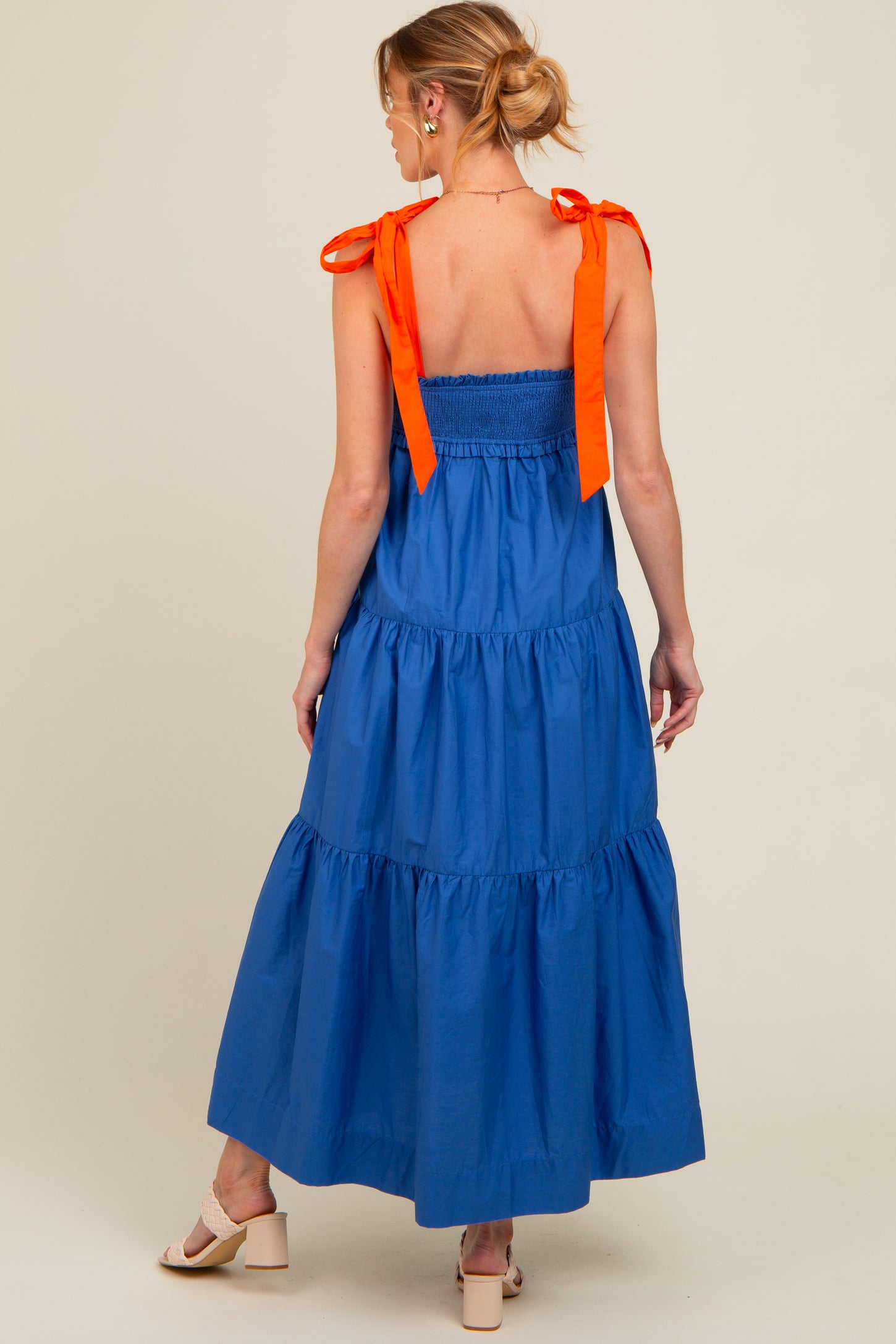 Royal Blue Contrast Shoulder Straps Maternity Maxi Dress PinkBlush Royal Blue Contrast Shoulder Straps Maternity Maxi Dress PinkBlush