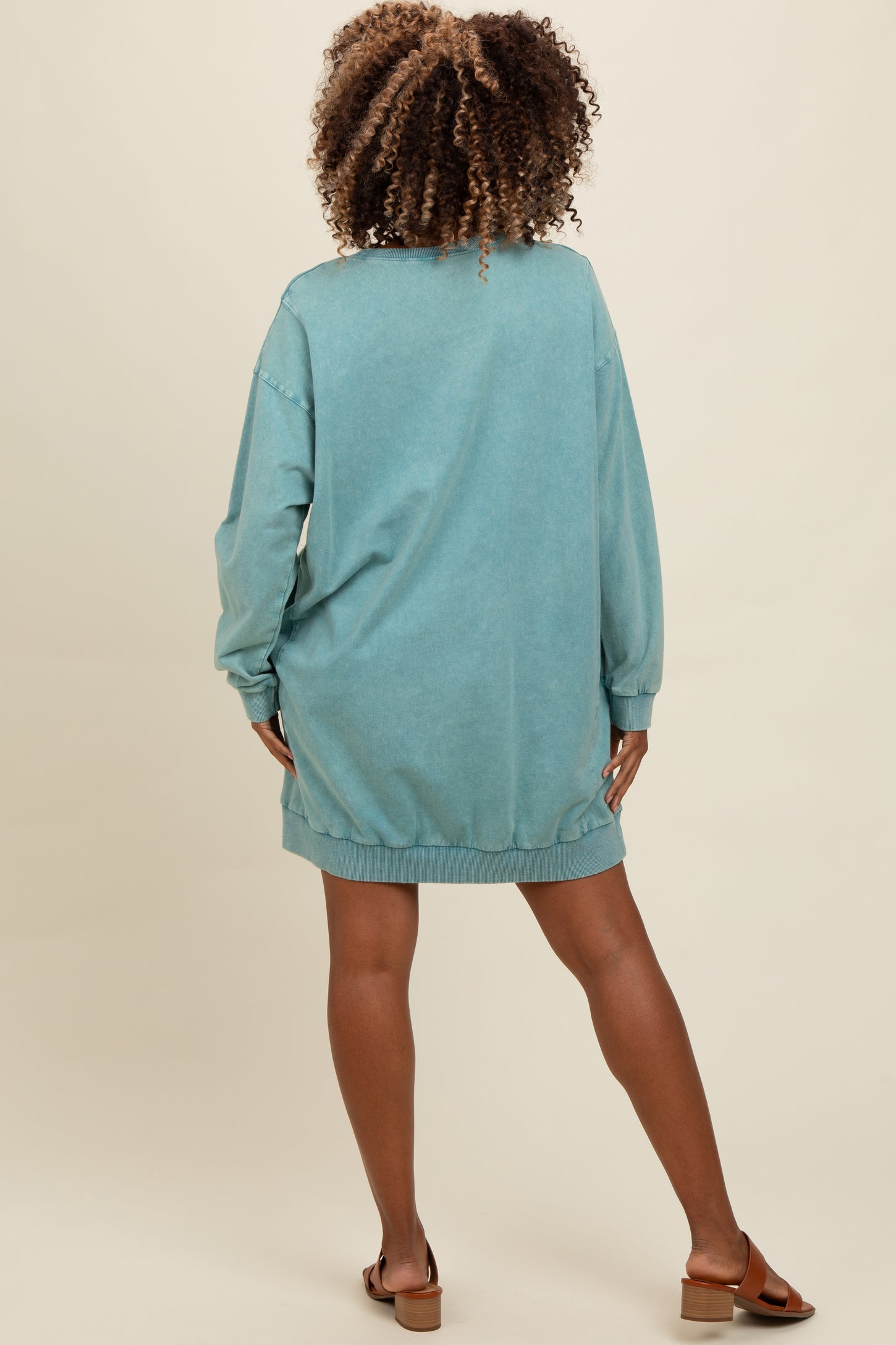 Teal Mineral Wash Sweatshirt Dress