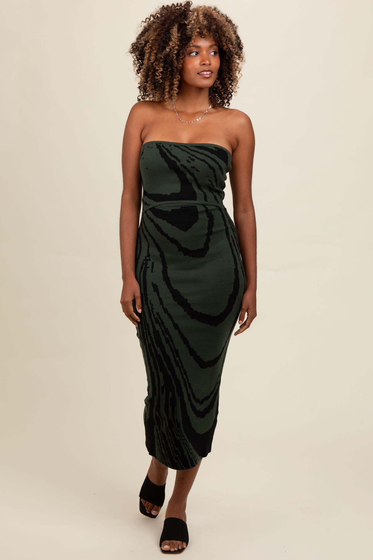Olive Printed Strapless Cutout Fitted Maxi Dress PinkBlush Olive Printed Strapless Cutout Fitted Maxi Dress PinkBlush