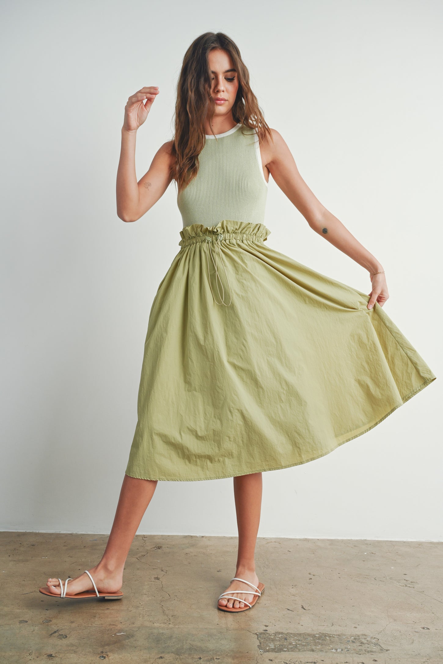 Moss Green Contrasted Tank Sweater Dress – PinkBlush