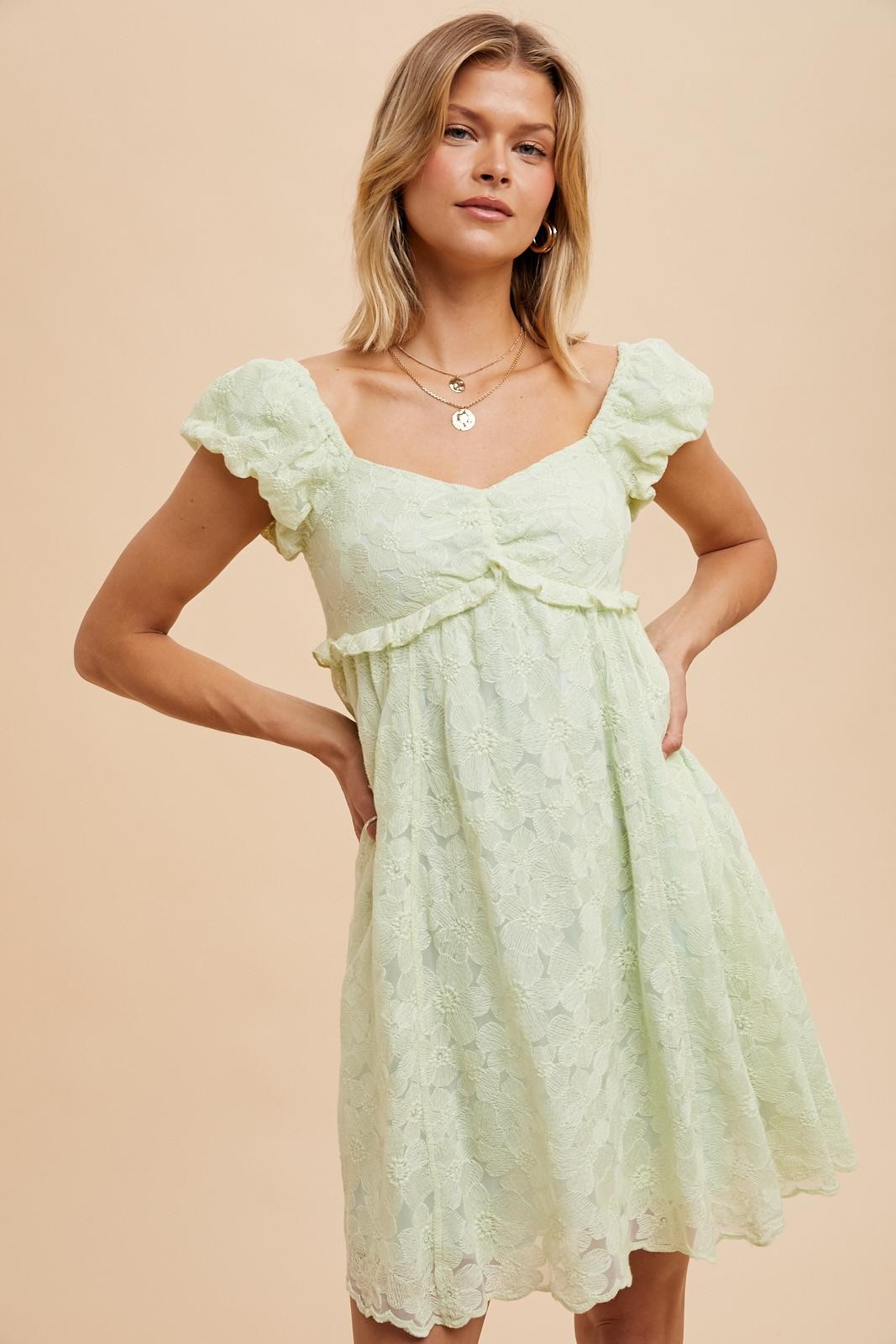Mint Green Floral Lace Embroidered Puff Sleeve Maternity Dress PinkBlush Mint Green Floral Lace Embroidered Puff Sleeve Maternity Dress PinkBlush