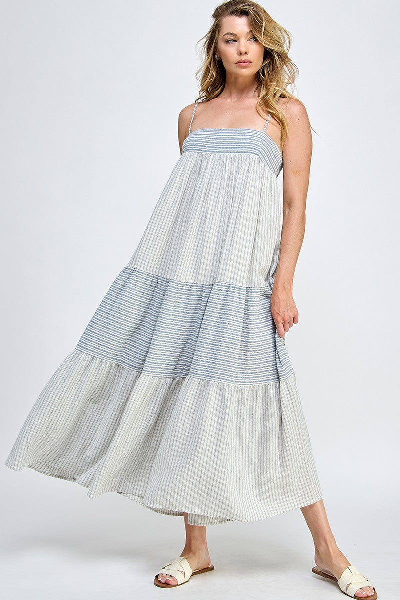 Natural Blue Patchwork Dress – PinkBlush