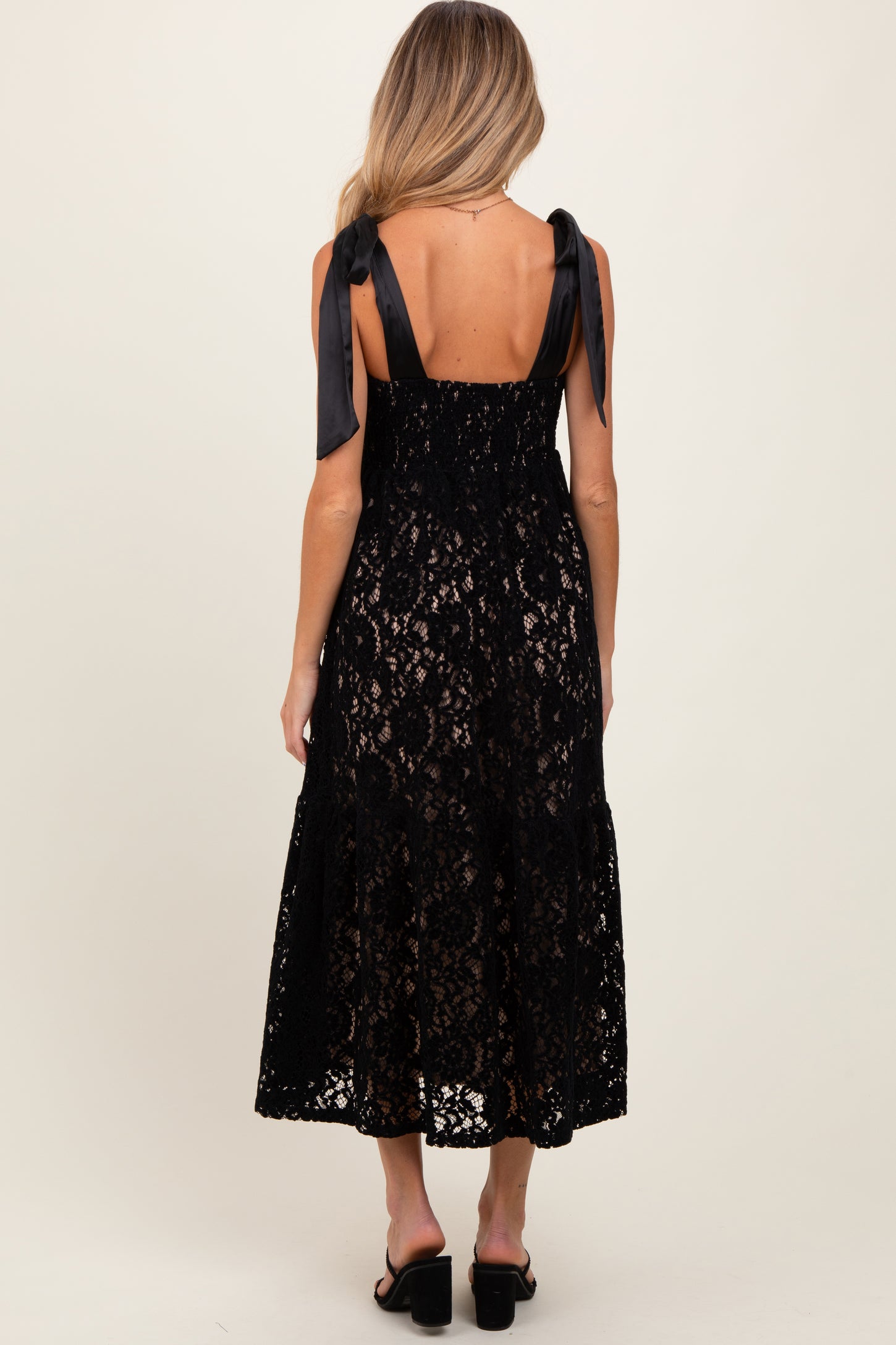 Black Velvet Lace Shoulder Bow Maternity Maxi Dress PinkBlush Black Velvet Lace Shoulder Bow Maternity Maxi Dress PinkBlush