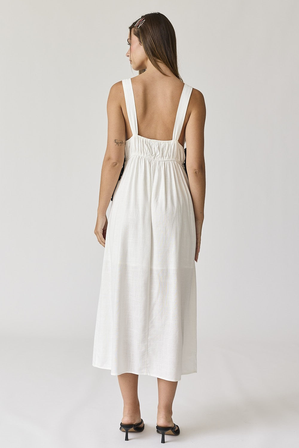 White V-Neck Maxi Dress