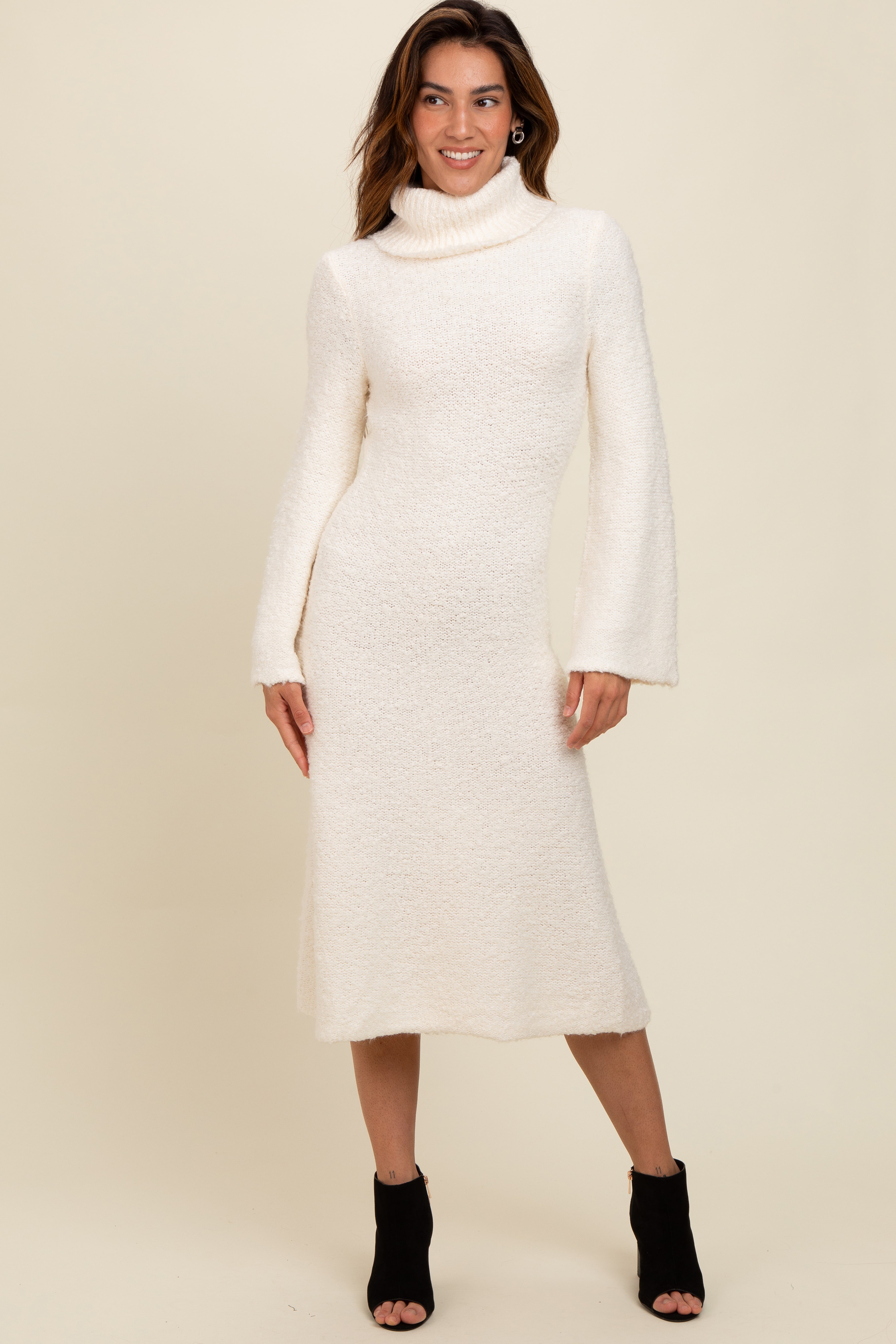 light pink bell sleeve turtle neck dress Ivory Turtleneck Maternity Sweater – PinkBlush Q1e 36 Wearing Size 🩷Which dress would you Women's Size:Euro 37 = US 7