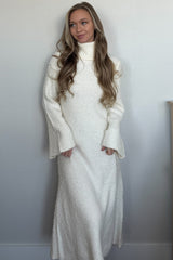 Ivory Turtleneck Bell Sleeve Sweater Dress