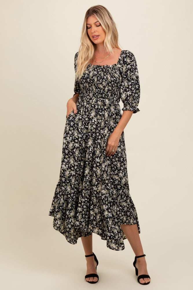 black handkerchief hem dress Old Navy Women's Handkerchief Hem Midi Dress - Black