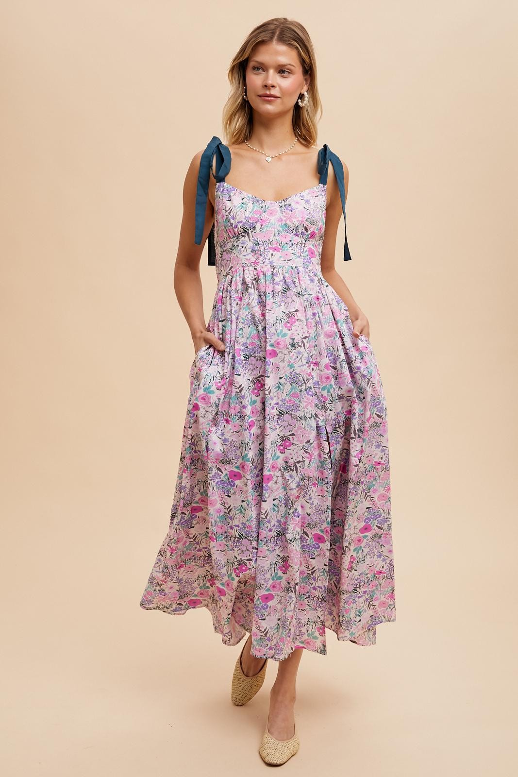 Emerald Lavender Darling Cotton Floral Maxi Dress PinkBlush Emerald Lavender Darling Cotton Floral Maxi Dress PinkBlush