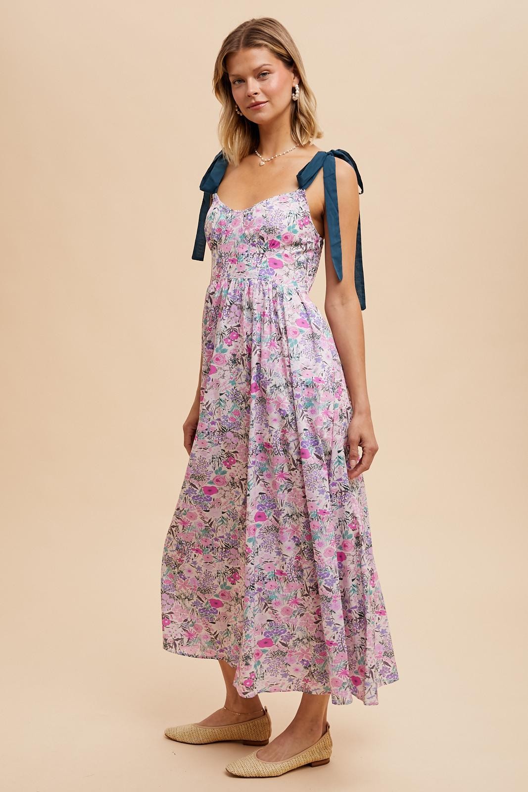 lavender cotton dress Emerald Lavender Darling Cotton Floral Maxi Dress – PinkBlush