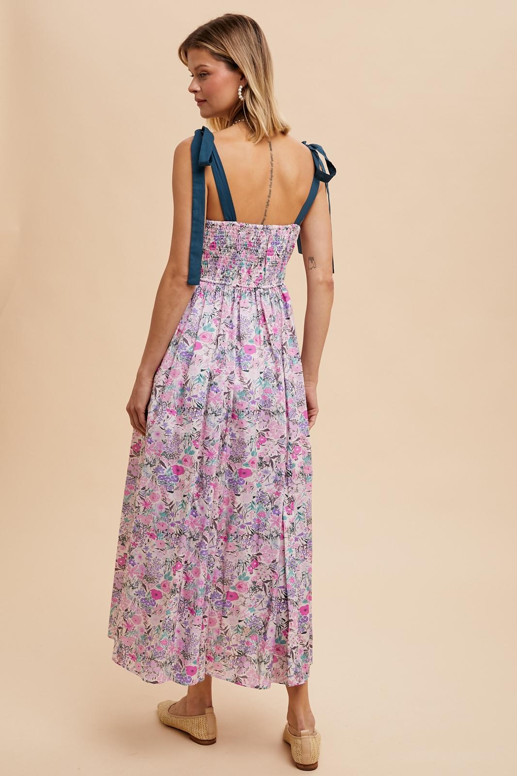 Emerald Lavender Darling Cotton Floral Maxi Dress PinkBlush Emerald Lavender Darling Cotton Floral Maxi Dress PinkBlush
