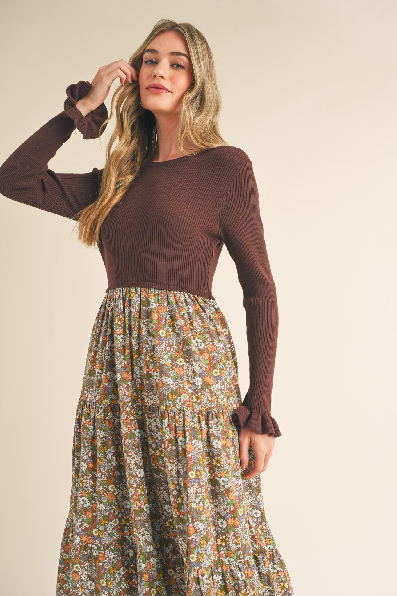 floral knit midi dress Eve Floral Knit Midi Dress