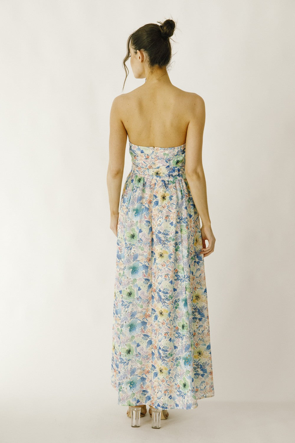 floral eyelet maxi dress Celeste Floral Eyelet Tube Maxi Dress Light Beige/pink Multi / L