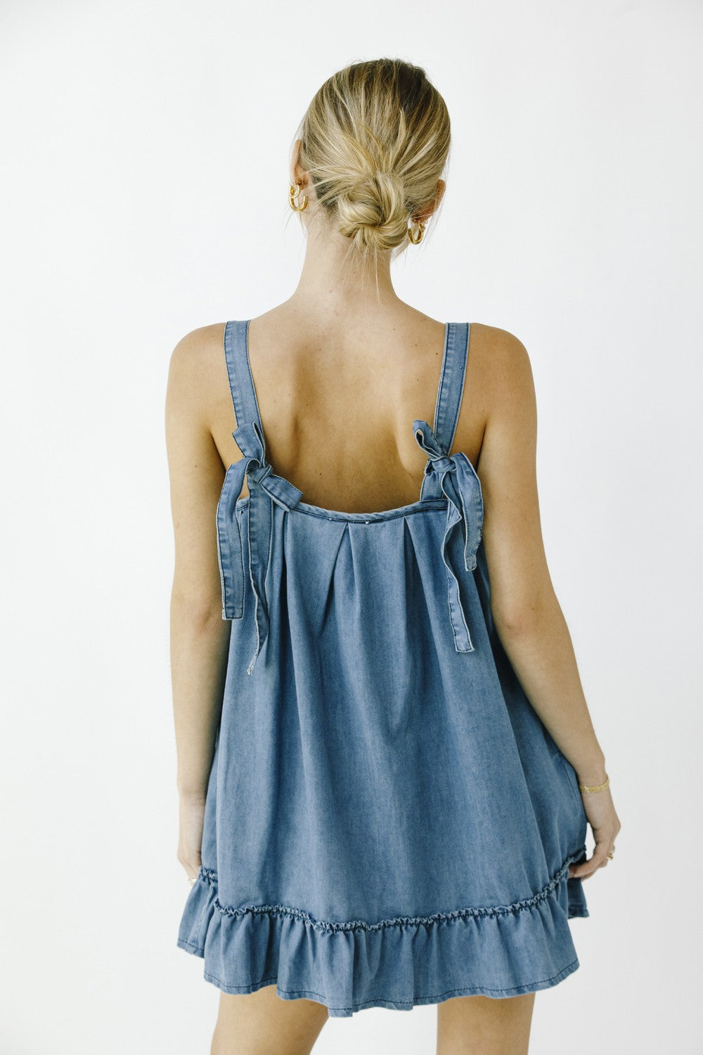 Light Denim Ruffled Swing Mini Dress – PinkBlush