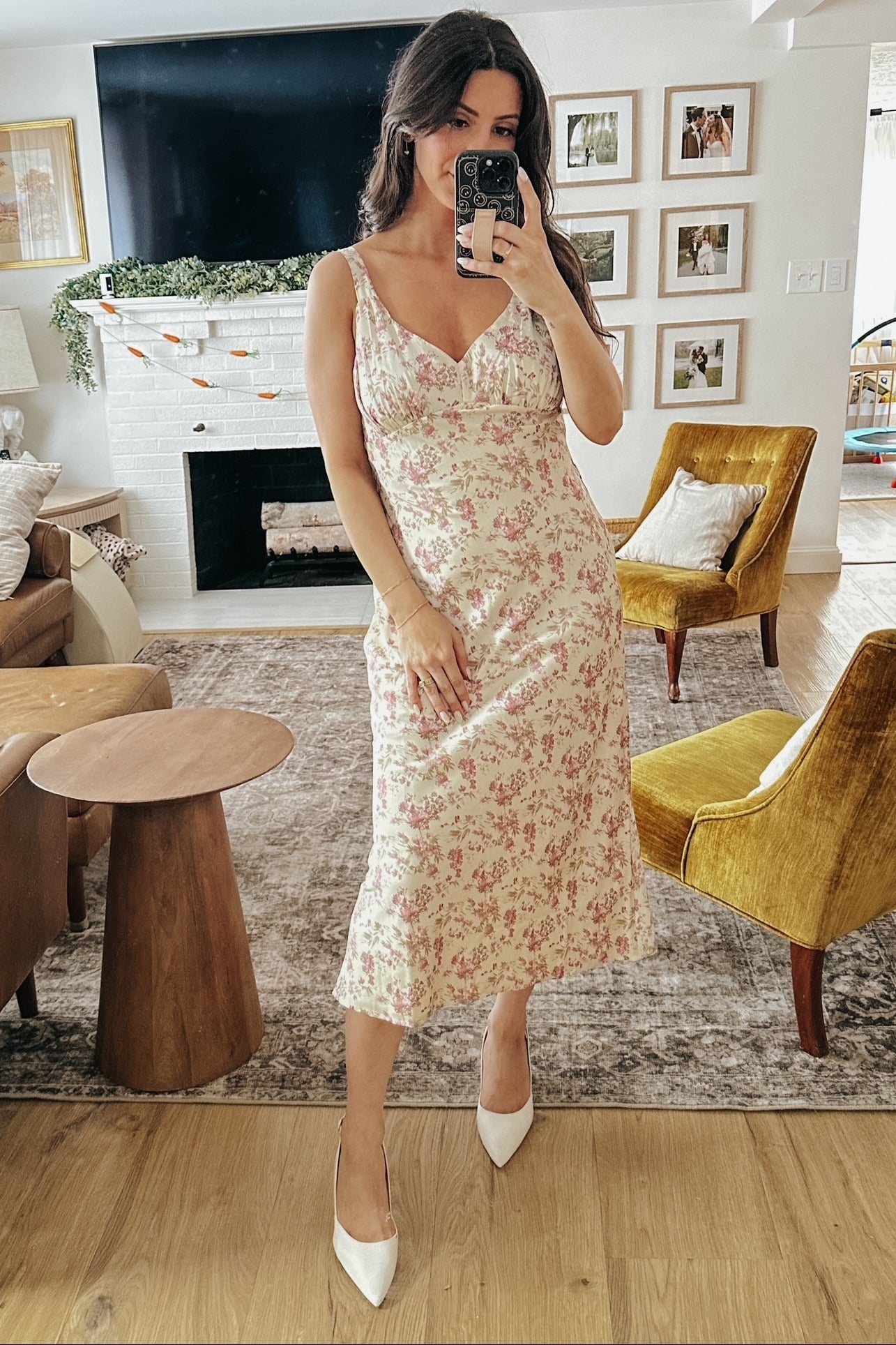 Cream Floral Romantic Print Bodycon Midi Dress – PinkBlush