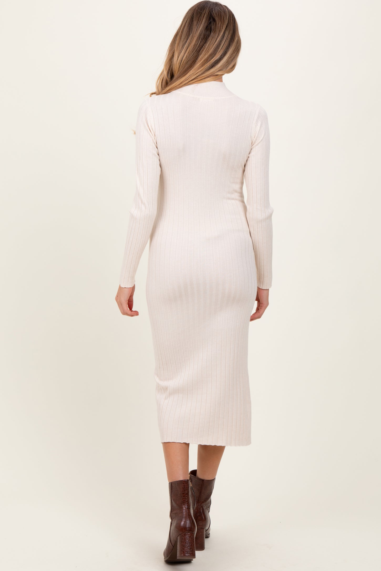 pink blush maternity sweater dress Ivory V-Neck Oversized Maternity Sweater Dress PinkBlush