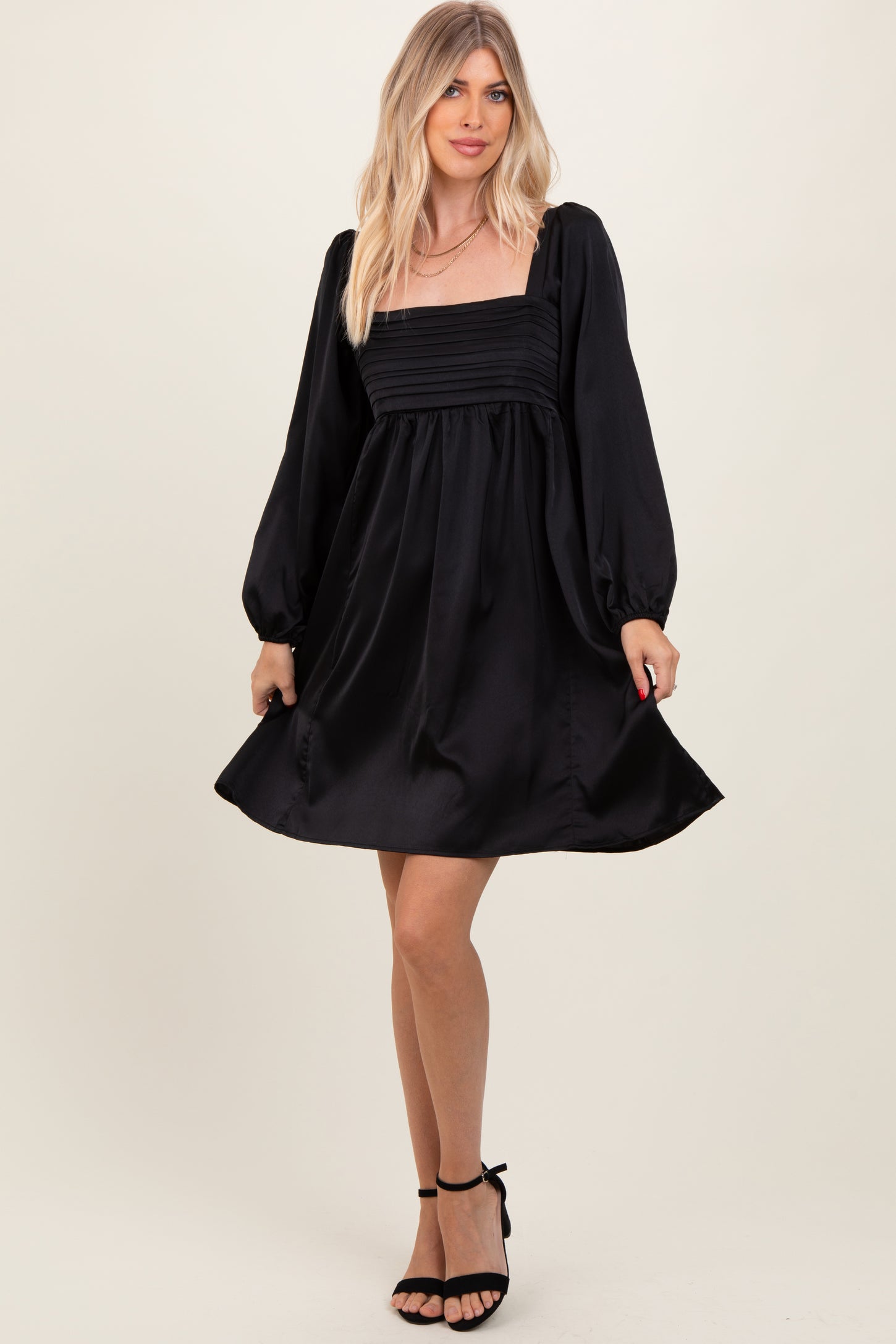 maternity black satin dress Black Satin Tie Front Cutout Maternity Midi Dress PinkBlush
