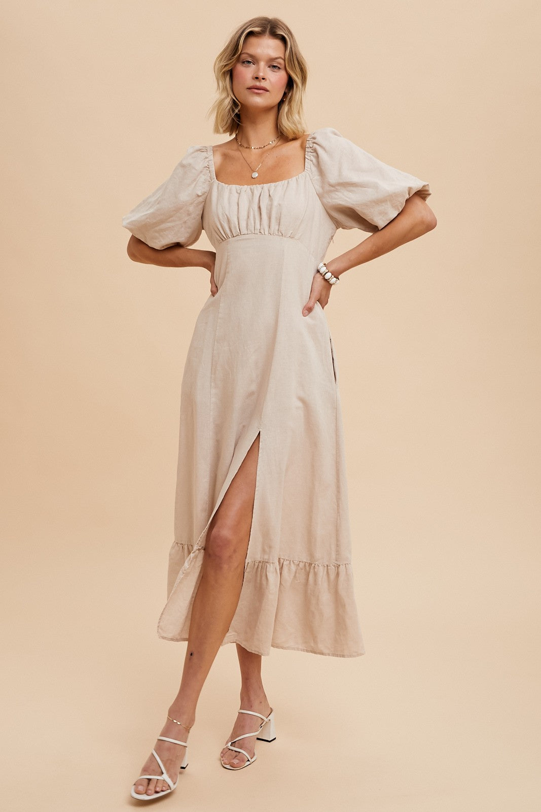 Linen Fit And Flare Dress – PinkBlush