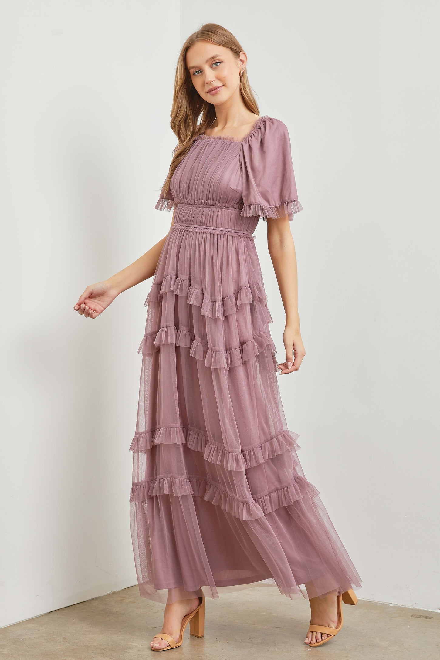 dusty lavender maxi dress Dusty Lilac Fairy Gown With Flowers