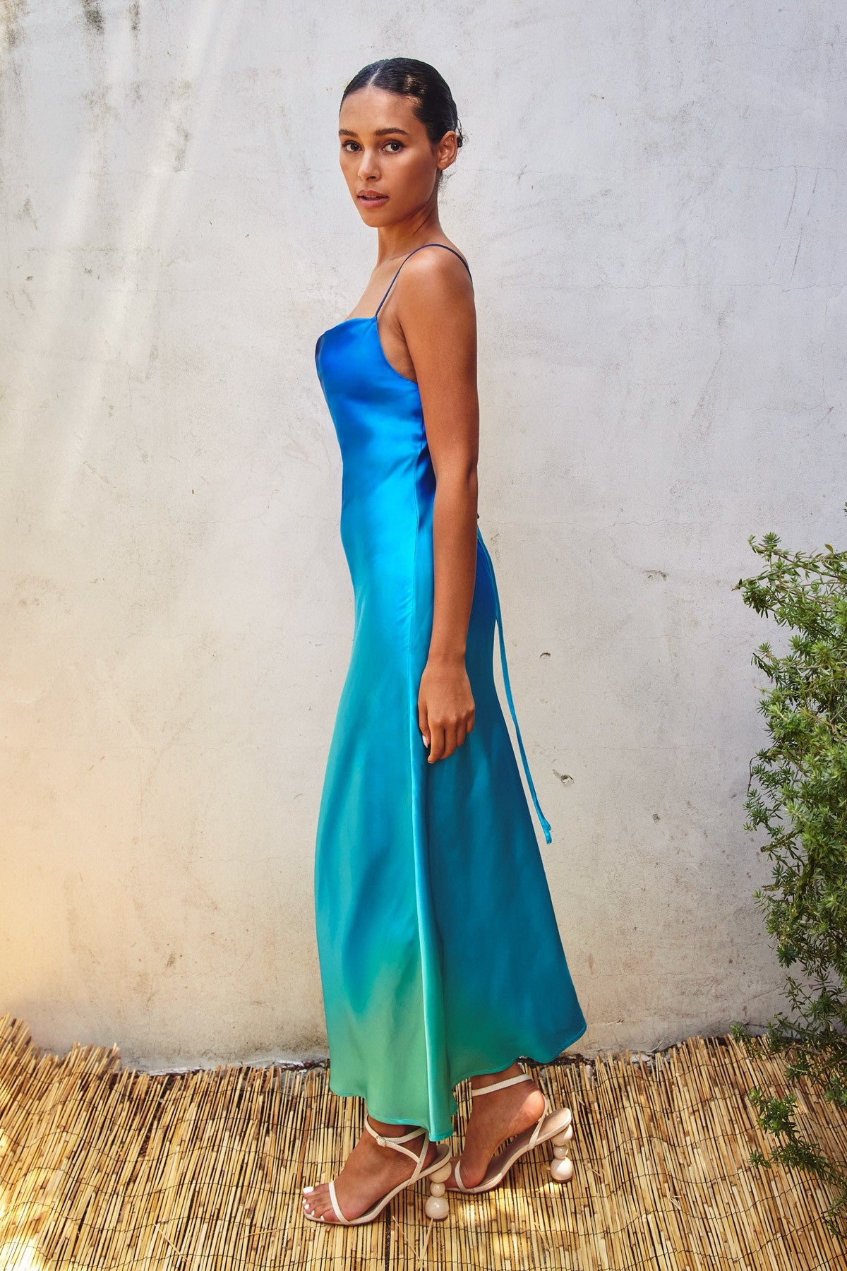 Blue Ombre Criss Cross Back Maxi Dress PinkBlush Blue Ombre Criss Cross Back Maxi Dress PinkBlush