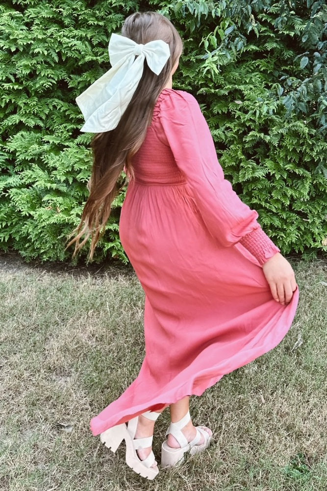 Desert Rose Ruched Bodice Square Neck Maxi Dress