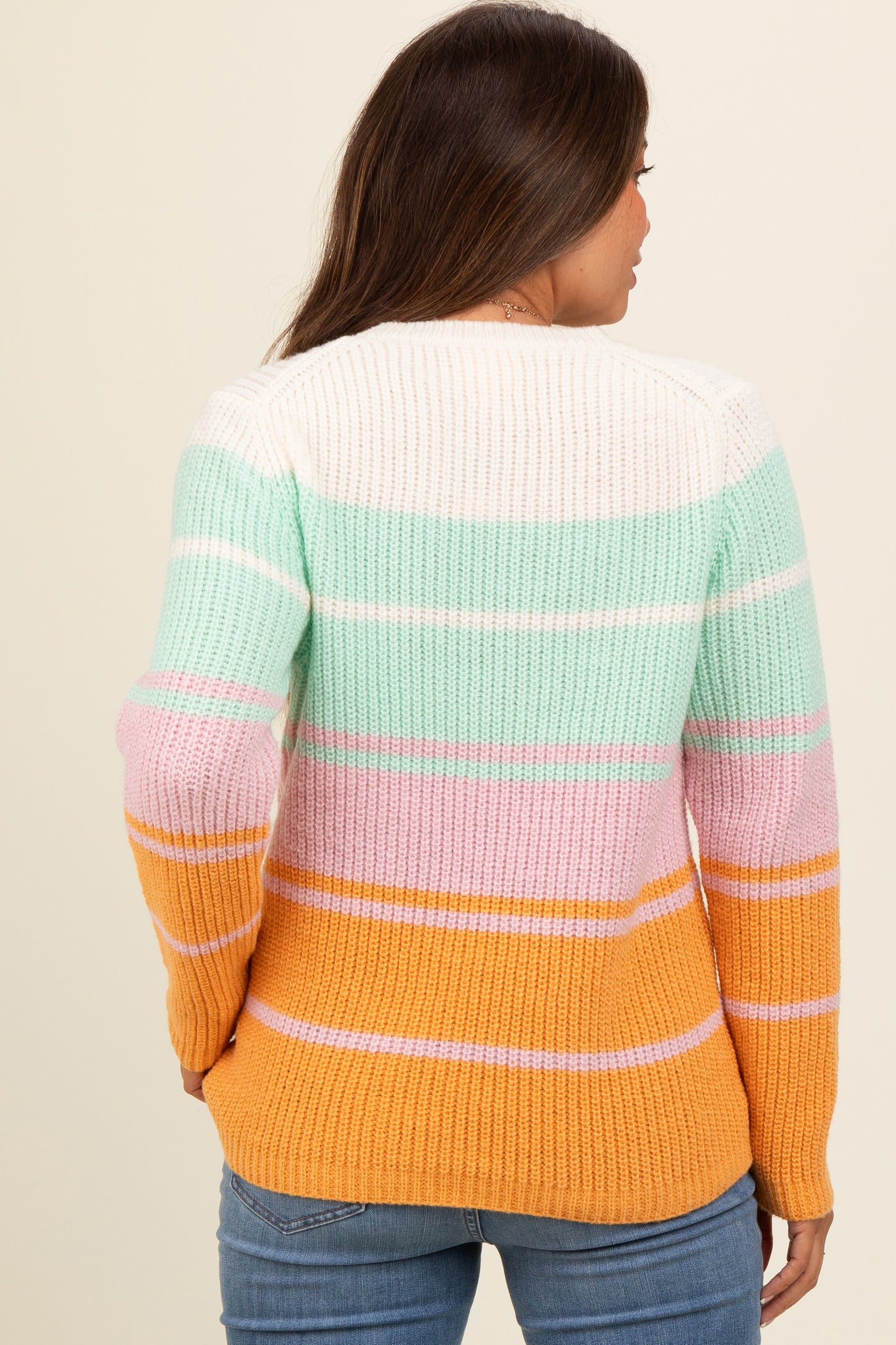 Mint Green Mixed Stripe Maternity Sweater