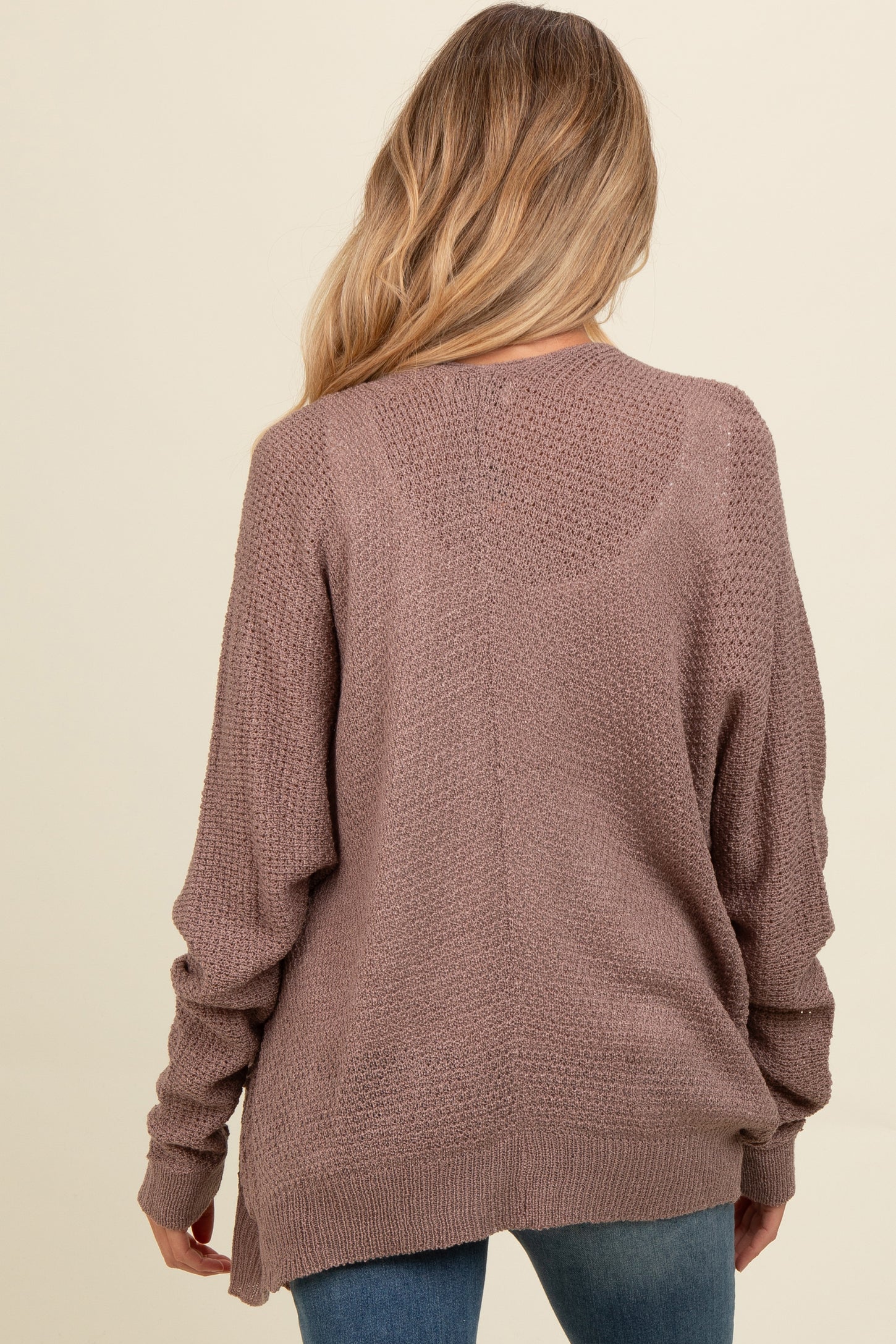 Mocha Pocketed Open Maternity Cardigan