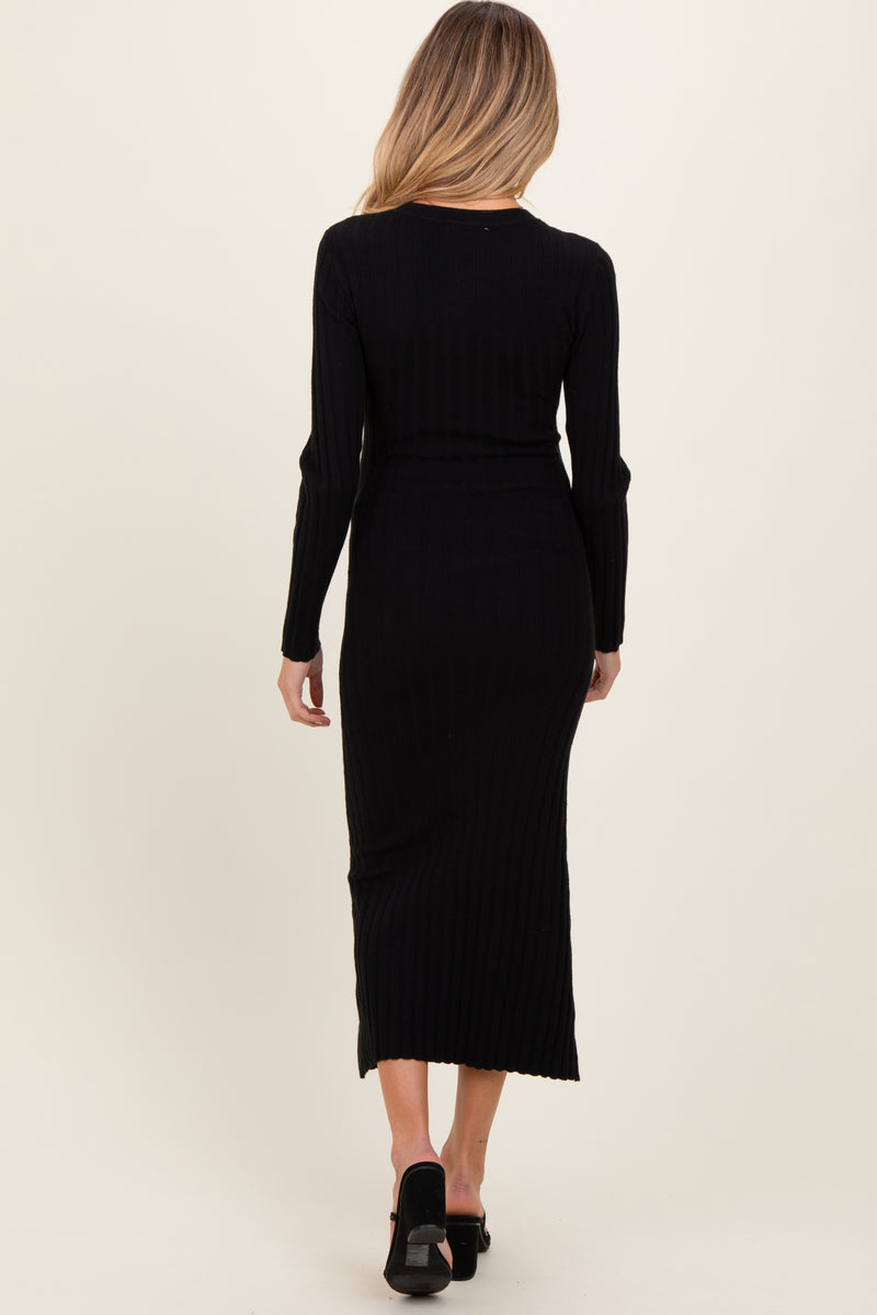 Long Sleeve Knit Maxi Dress Anna Quan Jacqueline Black Ribbed Knit Maxi  Dress Long Sleeve V-