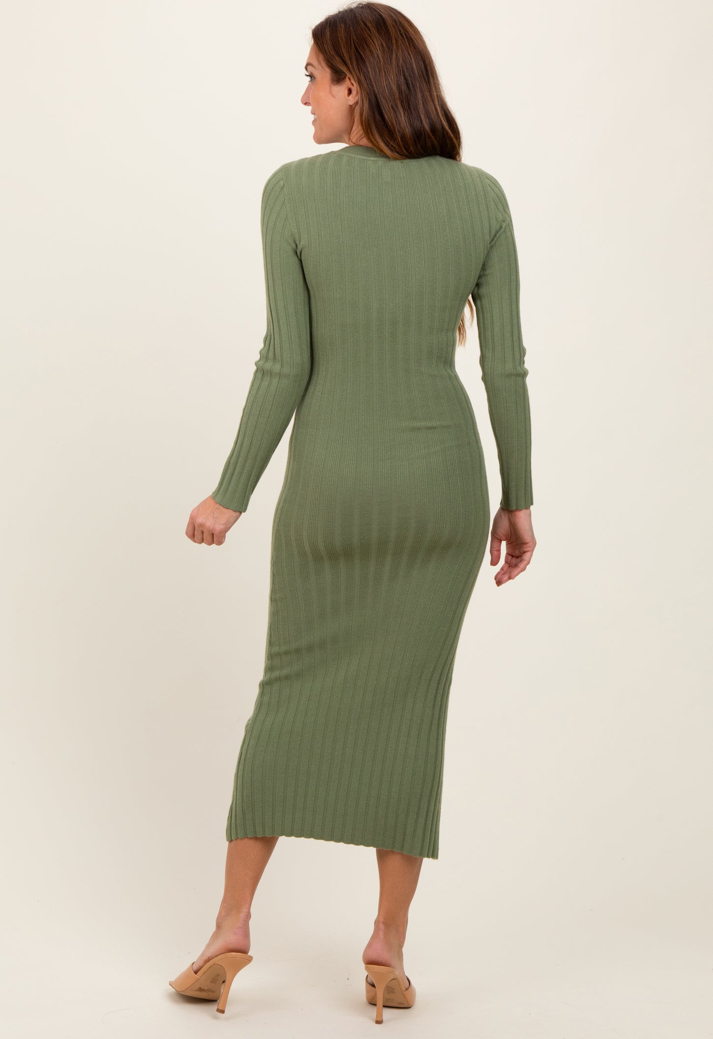 knit fitted dress Vintage Purple Ribbed Knit One Sleeve Fitted Midi Dress