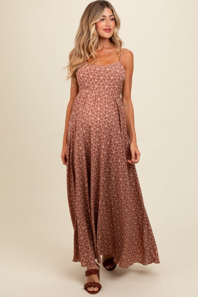 Mauve Floral Cutout Tie Back Maternity Maxi Dress – PinkBlush