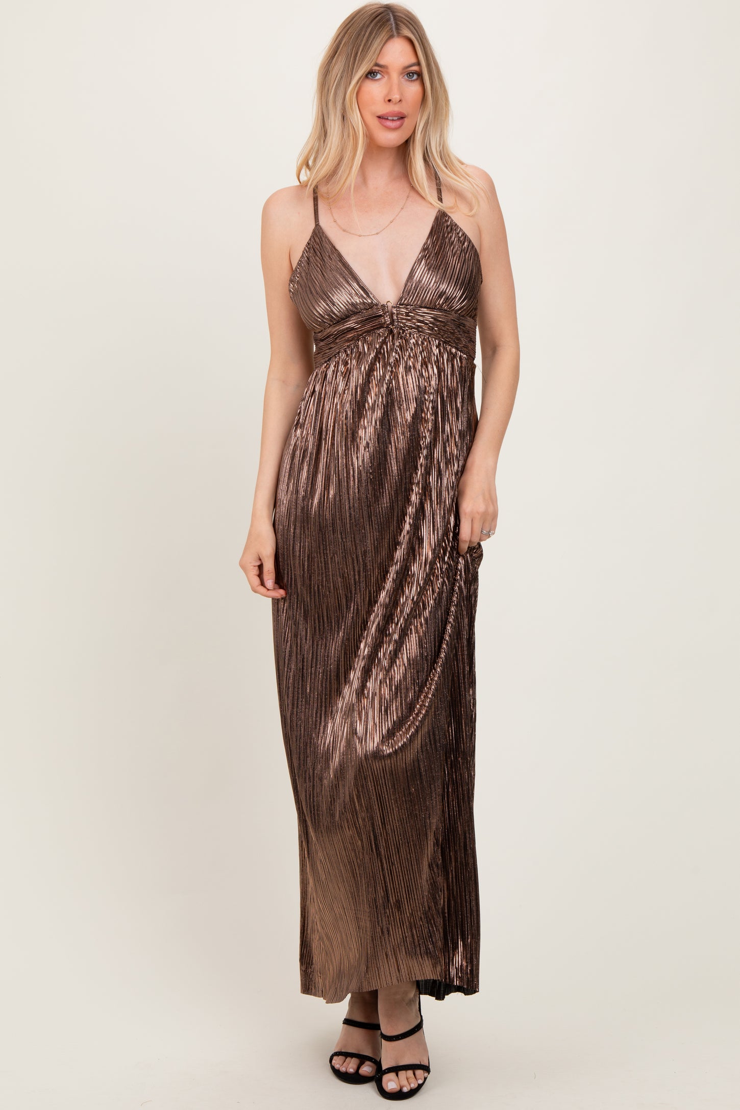 brown deep v dress 32917