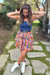 Blue Abstract Colorblock Dress