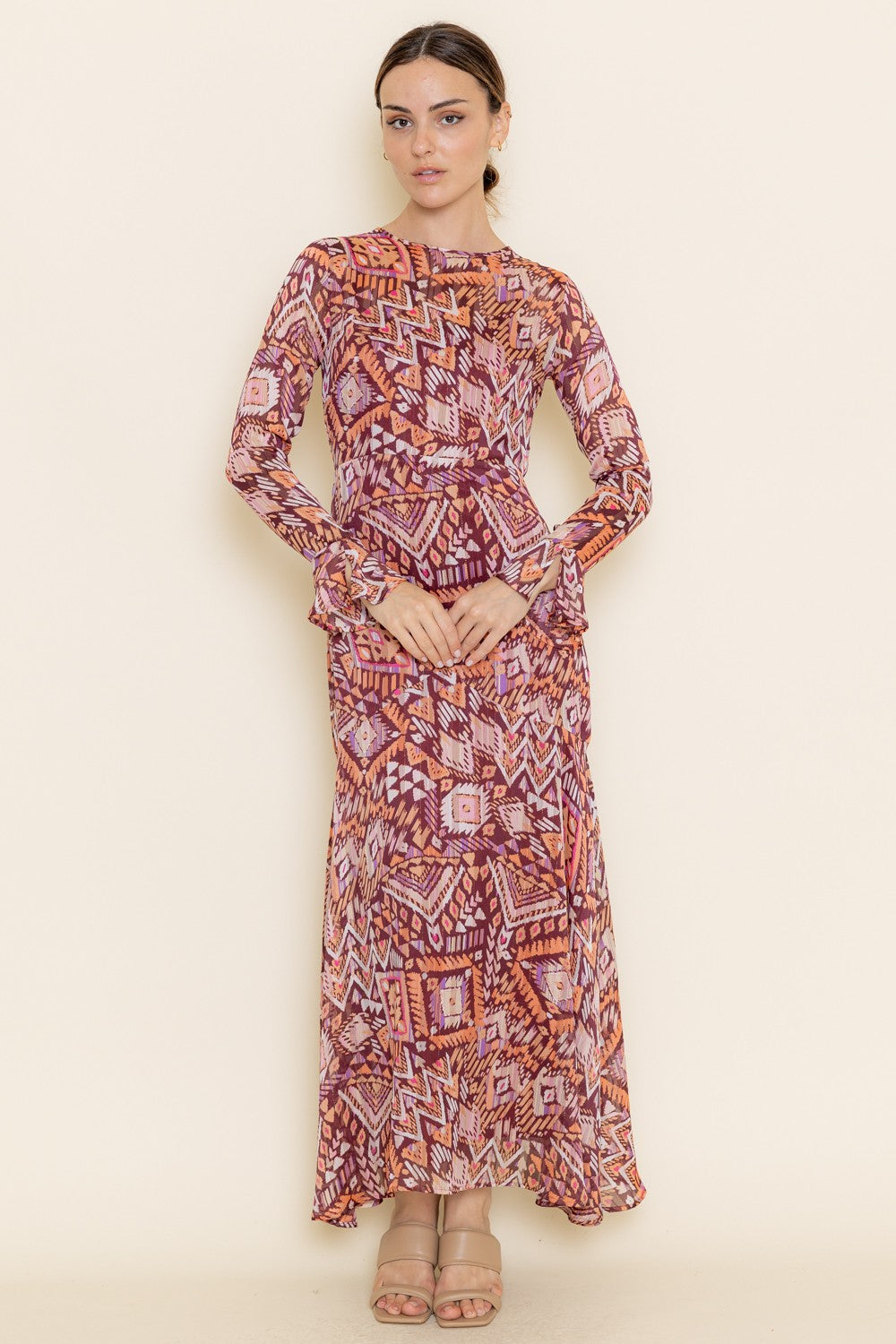 Multi Abstract Print Boho Maxi Dress