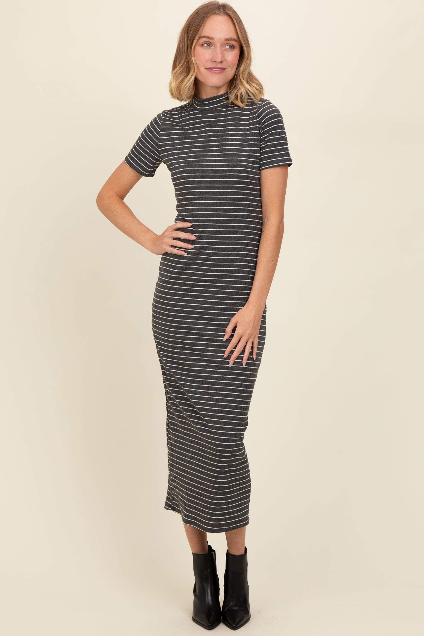 fitted striped midi dress English Factory