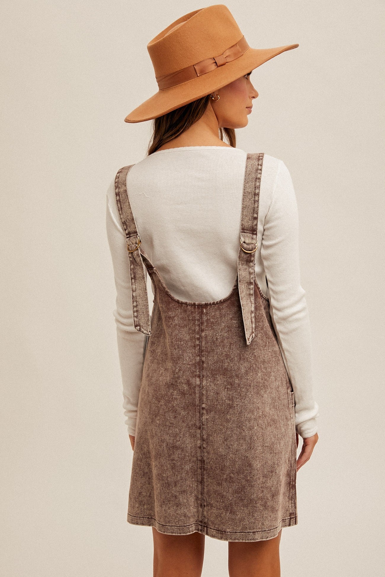 Brown Wash Twill Overall Dress